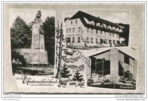 Unterschleichach - Pension Neeb - Brauhaus - Denkmal - Foto-AK 60er Jahre
