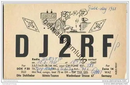 QSL - Funkkarte - DJ2RF - Idstein - 1960