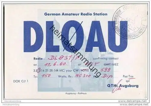 QSL - Funkkarte - DL0AU - Augsburg - 1960