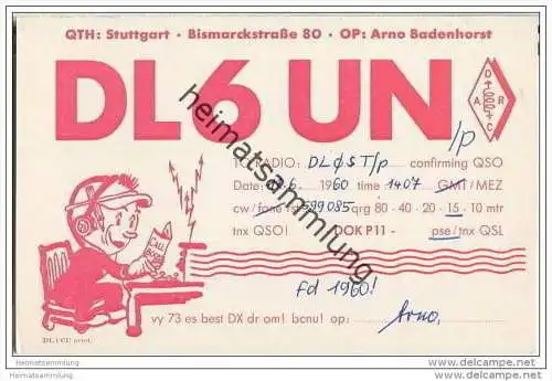 QSL - Funkkarte - DL6UN - Stuttgart - 1960