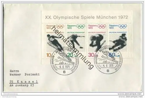 Ersttags-Brief mit Block Olympische Spiele 1972 - 4. Juni 1971