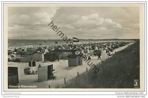 Ostseebad Osternothafen - Strand - Foto-AK 30er Jahre