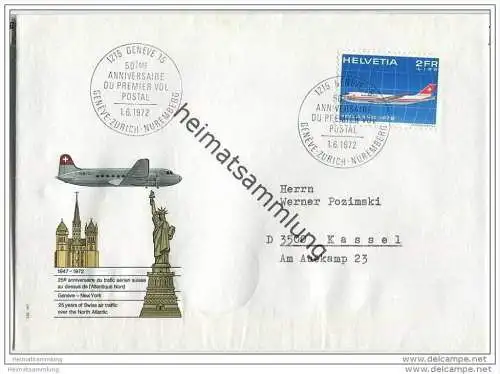 Brief Schweiz - 25 years of Swiss air traffic over the North Atlantic - 1. Juni 1972