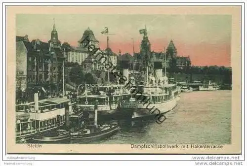 Stettin - Dampfschiffsbollwerk mit Hakenterrasse 20er Jahre