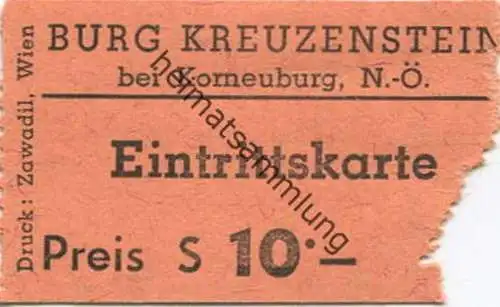 Österreich - Burg Kreuzenstein bei Korneuburg - Eintrittskarte