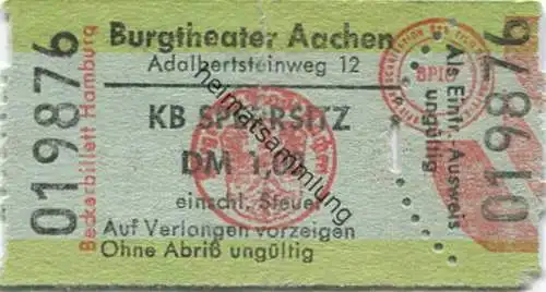 Aachen - Burgtheater Aachen Adalbertsteinweg 12 - Eintrittskarte