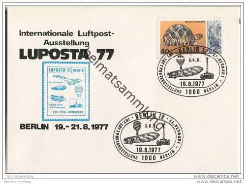 Postkarte Berlin - LUPOSTA 77 - Das lenkbare Luftschiff Graf Zeppelin - Doppelkarte - Sonderstempel 1977
