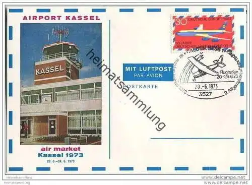 Postkarte Kassel - Luftpost - Airport - air market 1973 - Sonderstempel