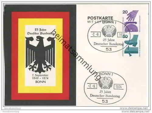Privatganzsache Bund - Privatpostkarte PP78 - 25 Jahre Deutscher Bundestag - gestempelt 1974