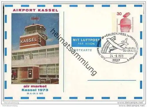Privatganzsache Bund - Privatpostkarte PP68 - Airport Kassel  - gestempelt 1973