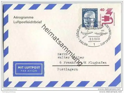 Privatganzsache Bund Luftpostleichtbrief Aerogramme - Privatfaltbrief PF7 - gelaufen 1973
