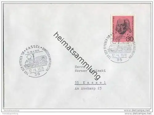 Brief mit 30 Pfg. Friedrich Hölderlin - gelaufen 1970 nach Kassel - Sonderstempel