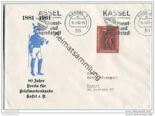 Brief mit 7 Pfg. Nürnberger Bote - gelaufen 1962 nach Kassel - Sonderumschlag 80 Jahre Verein für Briefmarkenkunde