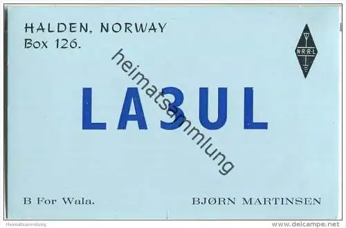 QSL - QTH - Funkkarte - LA3UL - Norway - Halden - 1968