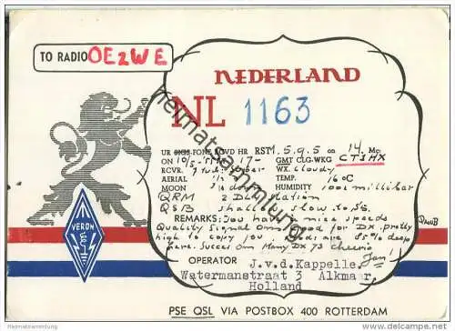 QSL - QTH - Funkkarte - NL1163 - The Netherlands - Rotterdam - 1955
