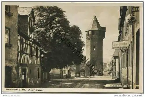 Braubach am Rhein - Alter Turm - Zur Traube - Foto-AK - Verlag F.G. Zeitz Königssee