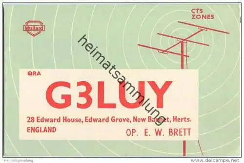 QSL - QTH - Funkkarte - G3LUY - Great Britain - Herts - 1958