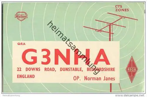 QSL - QTH - Funkkarte - G3NHA - Great Britain - Bedfordshire - 1961