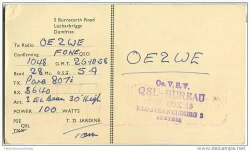 QSL - QTH - Funkkarte - GM2BMJ - Great Britain - Dumfries - 1958