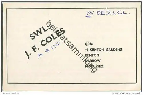 QSL - QTH - Funkkarte - J. F. Coles - Great Britain - Kenton - 1964