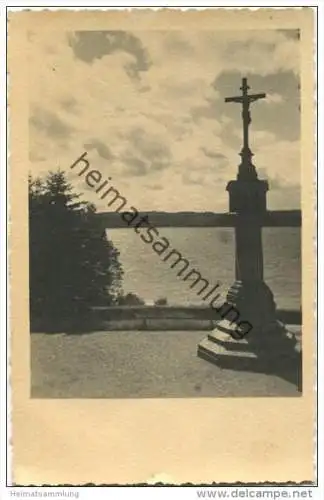 Am Starnberger See - König Ludwig II. - Gedenkkreuz - Foto-AK - Verlag Friedel Flossmann Wolfratshausen