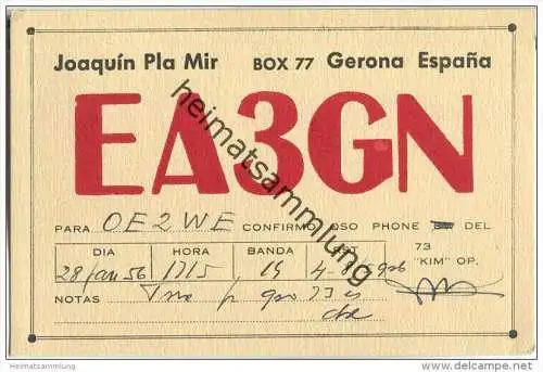 QSL - QTH - Funkkarte - EA3GN - Espana - Gerona - 1956