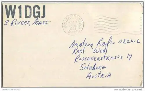 QSL - QTH - Funkkarte - W1DGJ - USA - Massachusetts - Three Rivers - 1958