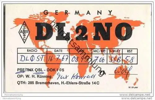 QSL - Funkkarte - DL2NO - Bremerhaven - 1967