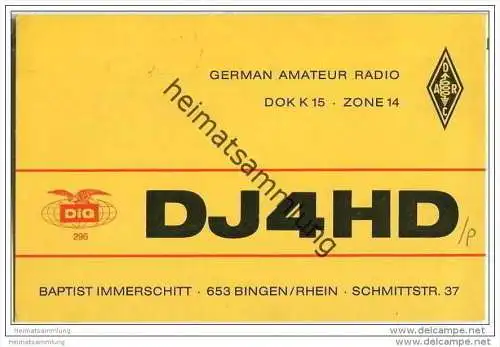 QSL - Funkkarte - DJ4HD - Bingen - 1972