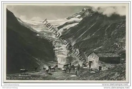 Berninabahn - Alp Grüm mit Palügletscher - Foto-AK 20er Jahre