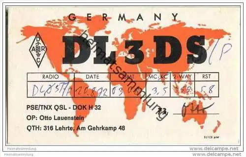 QSL - Funkkarte - DL3DS - Lehrte - 1972