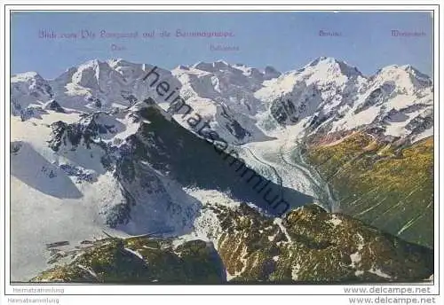 Blick vom Piz Languard auf die Berninagruppe 20er Jahre