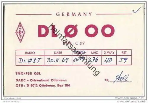 QSL - Funkkarte - DL0OO - Ottobrunn - 1969