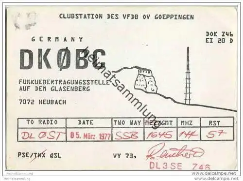 QSL - Funkkarte - DK0BC - Heubach - 1977