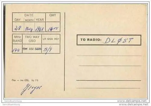 QSL - Funkkarte - DK2VV - Netphen-Dreis-Tiefenbach - 1969