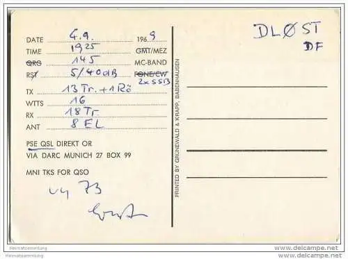 QSL - Funkkarte - DJ2QY - Neu-Isenburg - 1969