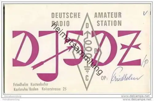 QSL - Funkkarte - DJ5DZ - Karlsruhe - 1969