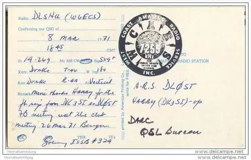 QSL - Funkkarte - DL5HU - Stuttgart - HQ. K.S. Engineer District Europe - 1971