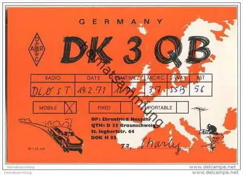 QSL - Funkkarte - DK3QB - Braunschweig - 1971