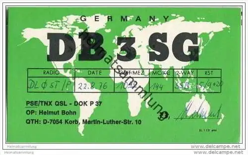 QSL - Funkkarte - DB3SG - Korb - 1976