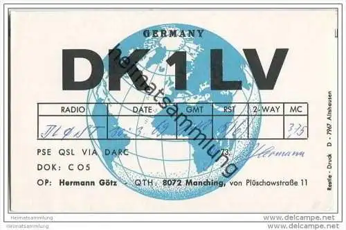QSL - Funkkarte - DK1LV - Manching - 1969