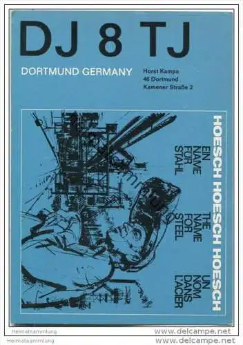 QSL - Funkkarte - DJ8TJ - Dortmund - Werbung Hoesch - 1968