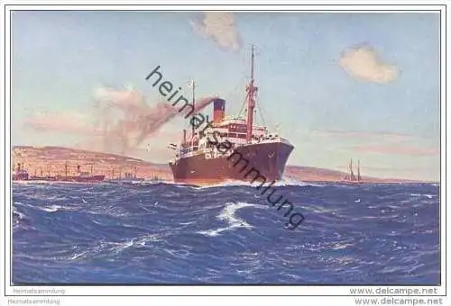 Roland-Linie Bremen - D. Atto vor Valparaiso - Der Wiederaufbau der deutschen Handelsflotte - Marinemaler R. Schmidt Ham