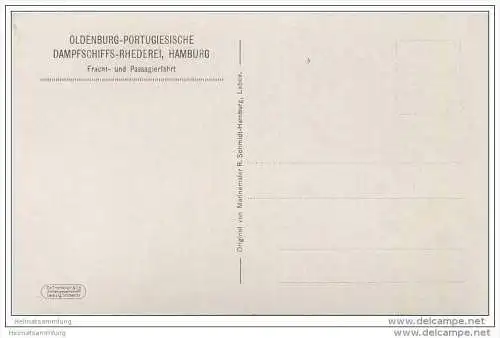 Oldenburg-Portugiesische Dampfschiffs-Reederei Hamburg - An der Marokko Küste - Marinemaler R. Schmidt Hamburg