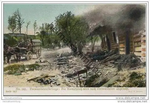 Verwundetenfürsorge - Der Kampfplatz wird nach Verwundeten abgesucht - Kriegshilfe München