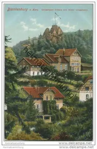 Blankenburg am Harz - Grossvater Felsen mit Hotel Grossvater