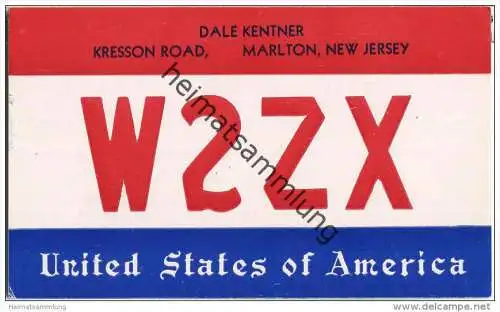 QSL - QTH - Funkkarte - W2ZX - USA - New Jersey - Marlton - 1958