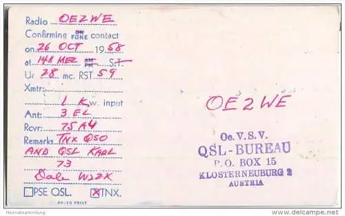 QSL - QTH - Funkkarte - W2ZX - USA - New Jersey - Marlton - 1958