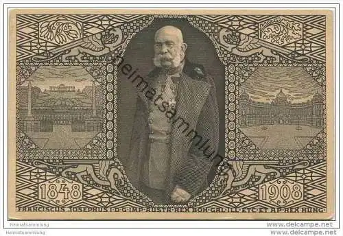 Kaiser Franz Josef 1908 - 60 Jahre Thronjubiläum - Jubiläums-Korrespondenzkarte - Stempel Wien