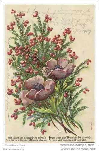 Blumen - Anemonen - Thuja - Prägedruck